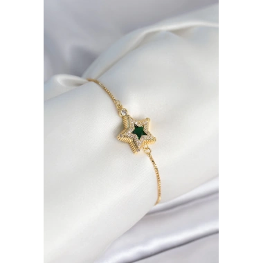 Yıldız Model Asansörlü Gold Renk Kadın Bileklik