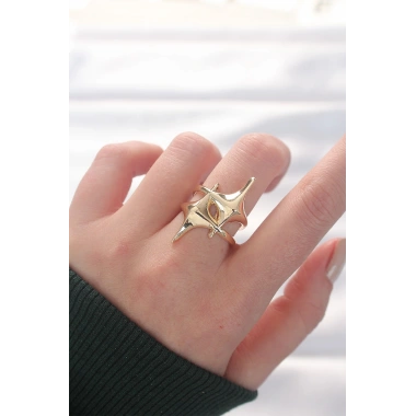 Yıldız Model Gold Renk Ayarlanabilir Yüzük