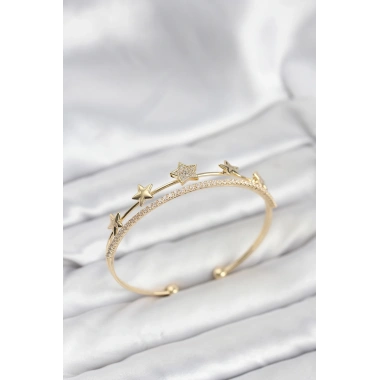 Yıldız Model Gold Renk Pirinç Kadın Bileklik