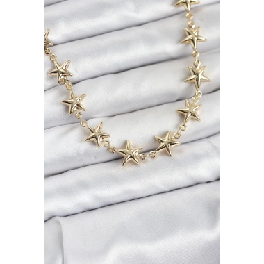Yıldız Model Pirinç Gold Renk Kadın Kolye