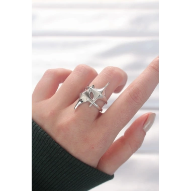 Yıldız Model Silver Renk Ayarlanabilir Yüzük