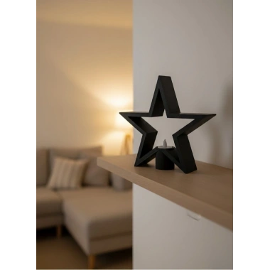 Yıldız Mumluk Siyah Modern Salon ve Raf Dekoru