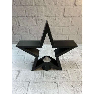 Yıldız Mumluk Siyah Modern Salon ve Raf Dekoru