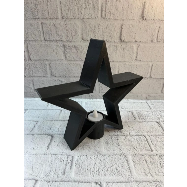 Yıldız Mumluk Siyah Modern Salon ve Raf Dekoru