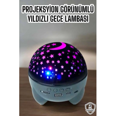 Yıldız Yansıtmalı Projeksiyon Gece Lambası Şarjlı Taşınabilir