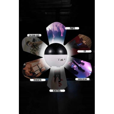 Yıldız Yansıtmalı Projeksiyon Gece Lambası Şarjlı Taşınabilir