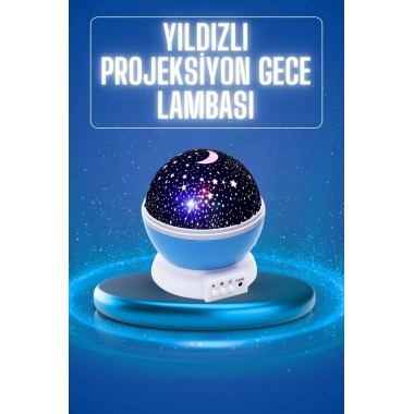 Yıldızlı Gece Lambası Mor Projeksiyon Görünümlü Masa Lambası Renk Değiştirebilen