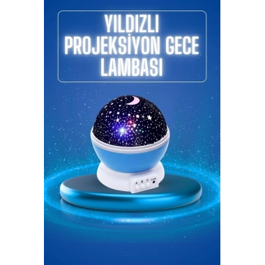 Yıldızlı Gece Lambası Mor Projeksiyon Görünümlü Masa Lambası Renk Değiştirebilen