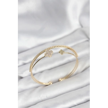 Yonca Model Pirinç Gold Renk Kadın Bileklik