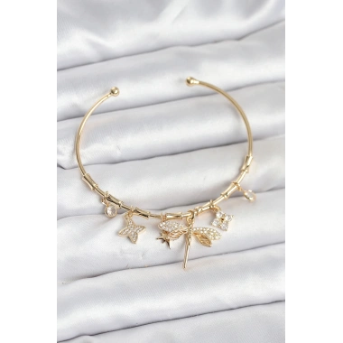 Yusufçuk Charmlı Gold Renk Pirinç Kadın Bileklik