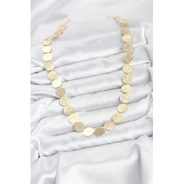Yuvarlak Plaka Model Gold Renk Kadın Kolye