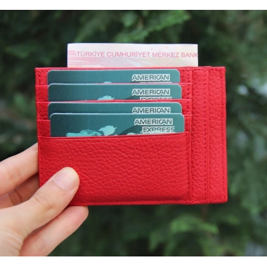 Zip Deri Fermuarlı Kartlık ZPCH ERC2 Kırmızı