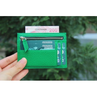 Zip Deri Fermuarlı Kartlık ZPCH ERC4 Yeşil