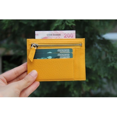 Zip Deri Fermuarlı Kartlık ZPCH FL12 Sarı
