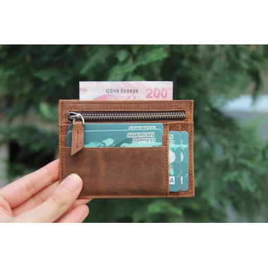 Zip Deri Fermuarlı Kartlık ZPCH G2 Kahve