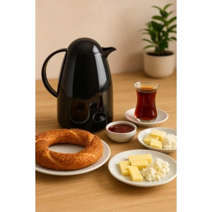 1 Lt Akrilik Siyah Çay Termosu 12 Saat Sıcak 24 Saat Soğuk-2828