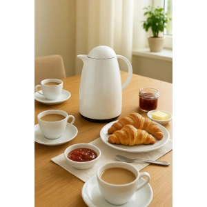 1 Lt Akrilik Soft Beyaz Çay Termosu 12 Saat Sıcak 24 Saat Soğuk