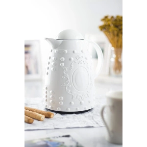 1 LT Isı Yalıtımlı Çay Ve Soğuk Su Termosu Beyaz (12 Saat Sıcak Tutar& İçi Camdır)