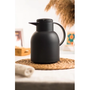 1 LT Isı Yalıtımlı Çay Ve Soğuk Su Termosu Siyah (12 Saat Sıcak Tutar& İçi Camdır)