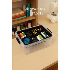 10,5 L Şeffaf Saklama Kutusu & Organizer Düzenleme Kutusu