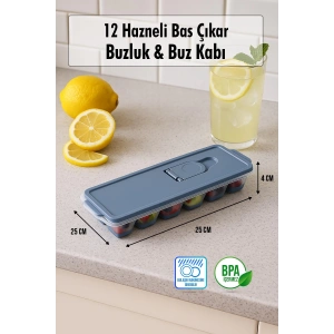 12 Hazneli Bas Çıkar Buzluk & Buz Kabı Yeşil