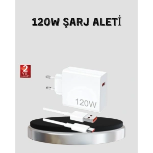 120W Hızlı Şarj Başlığı Ultra Güçlü Type-C Adaptör Kablo Dahil