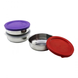 12CM   ÇELİK  SAKLAMA KABI  RENKLİ - ŞEFFAF PLASTİK KAPAK (5468)