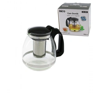 1500ML CAM DEMLİK ÇELİK SÜZGEÇLİ - PLASTİK KULP - KAPAK - KROM ÇERÇEVE (5468)