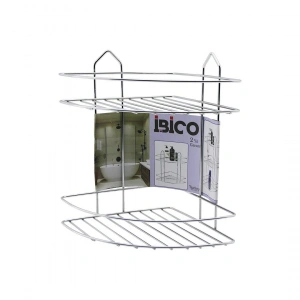 2 KATLI - ÜÇGEN   KROM   METAL  BANYO KÖŞELİK - DUŞKABİN RAF (5468)