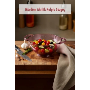 23,5 x 30 cm Mürdüm Akrilik Kulplu Süzgeç – Salata ve Makarna Süzme Kabı