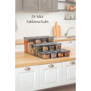 24lü 3 Boy Kavanoz Seti & Saklama Kabı & Erzak Kabı 8x650/1300/1900 Ml (40 Lı Etiket Hediyeli)