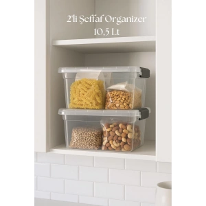 2’li Şeffaf Saklama Kutusu & Düzenleme Kutusu 10,5 Lt