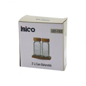 2PCS BAMBU KAPAKLI CAM TUZLUK - BİBERLİK - BAHARATLIK 120ML (5468)