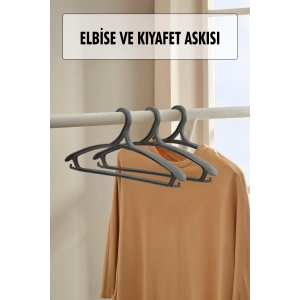 3 Lü Geniş Kıyafet Ve Elbise Askısı Füme 43 Cm