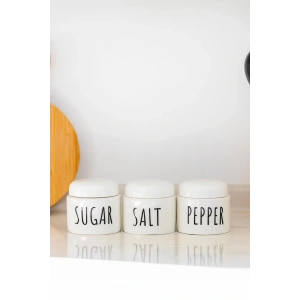 3 Lü Seramik Baharat Seti Beyaz 350 ml