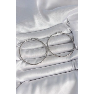 316 Çelik Gümüş Renk 53 mm Halka Model Kadın Küpe