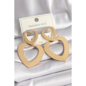 316L Çelik Gold Renk Kalp Model Kadın Küpe