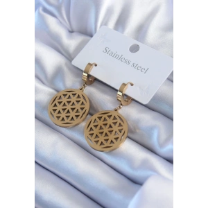 316L Çelik Gold Renk Lotus Model Kadın Küpe