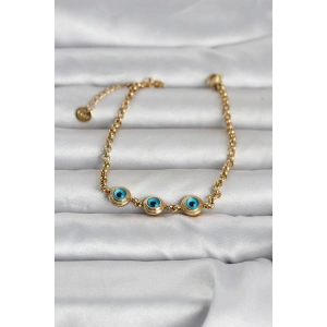 316L Çelik Gold Renk Nazarlı Kadın Bileklik