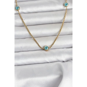 316L Çelik Gold Renk Nazarlı Model Kadın Kolye