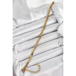 316L Çelik Gold Renk Yassı Zincir Model Kadın Bileklik