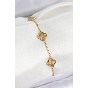 316L Çelik Gold Renk Yonca Kadın Bileklik