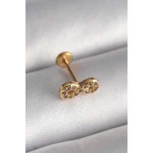 316L Çelik Gold Renk Zirkon Taşlı Sonsuzluk Model Tragus Piercing