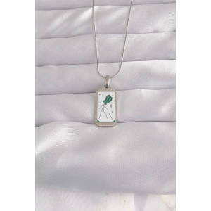 316L Çelik Gümüş Renk Beyaz Mineli Tarot Kolye