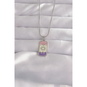 316L Çelik Gümüş Renk Karışık Mineli Ay Figür Tarot Kolye