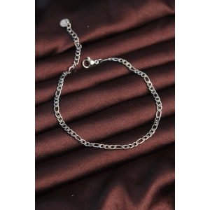 316L Çelik Gümüş Renk Kuş Gözü Erkek Zincir Bileklik