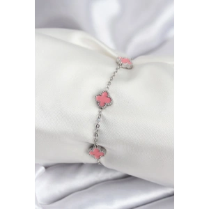 316L Çelik Gümüş Renk Pembe Baby Boy Yonca Kadın Bileklik