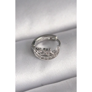 316L Çelik Gümüş Renk Zirkon Taşlı Ay Yıldız Model Tragus Piercing