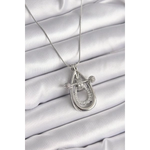 316L Çelik Gümüş Renk Zirkon Taşlı Damla Model Kadın Kolye