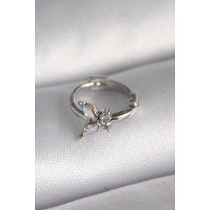 316L Çelik Gümüş Renk Zirkon Taşlı Kelebek Model Tragus Piercing